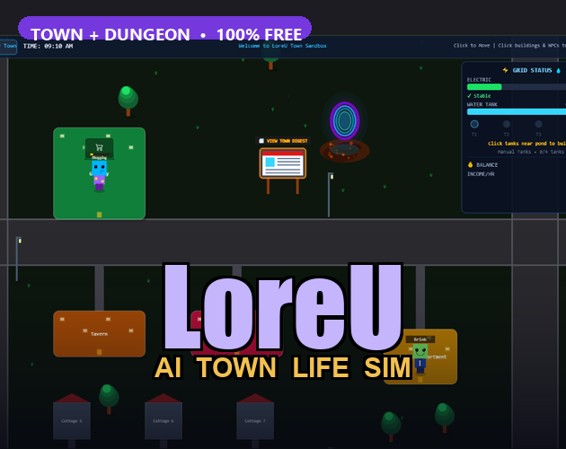 LoreU — AI Town Life Sim